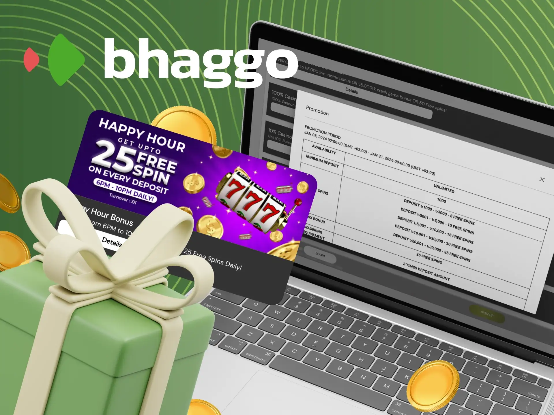 Bhaggo অনলাইন ক্যাসিনোতে হ্যাপি আওয়ারস বোনাস কী।