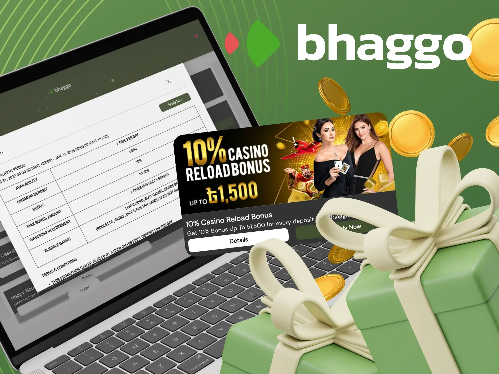 Bhaggo অনলাইন ক্যাসিনোতে রিলোড বোনাসে আপনি কী পেতে পারেন।