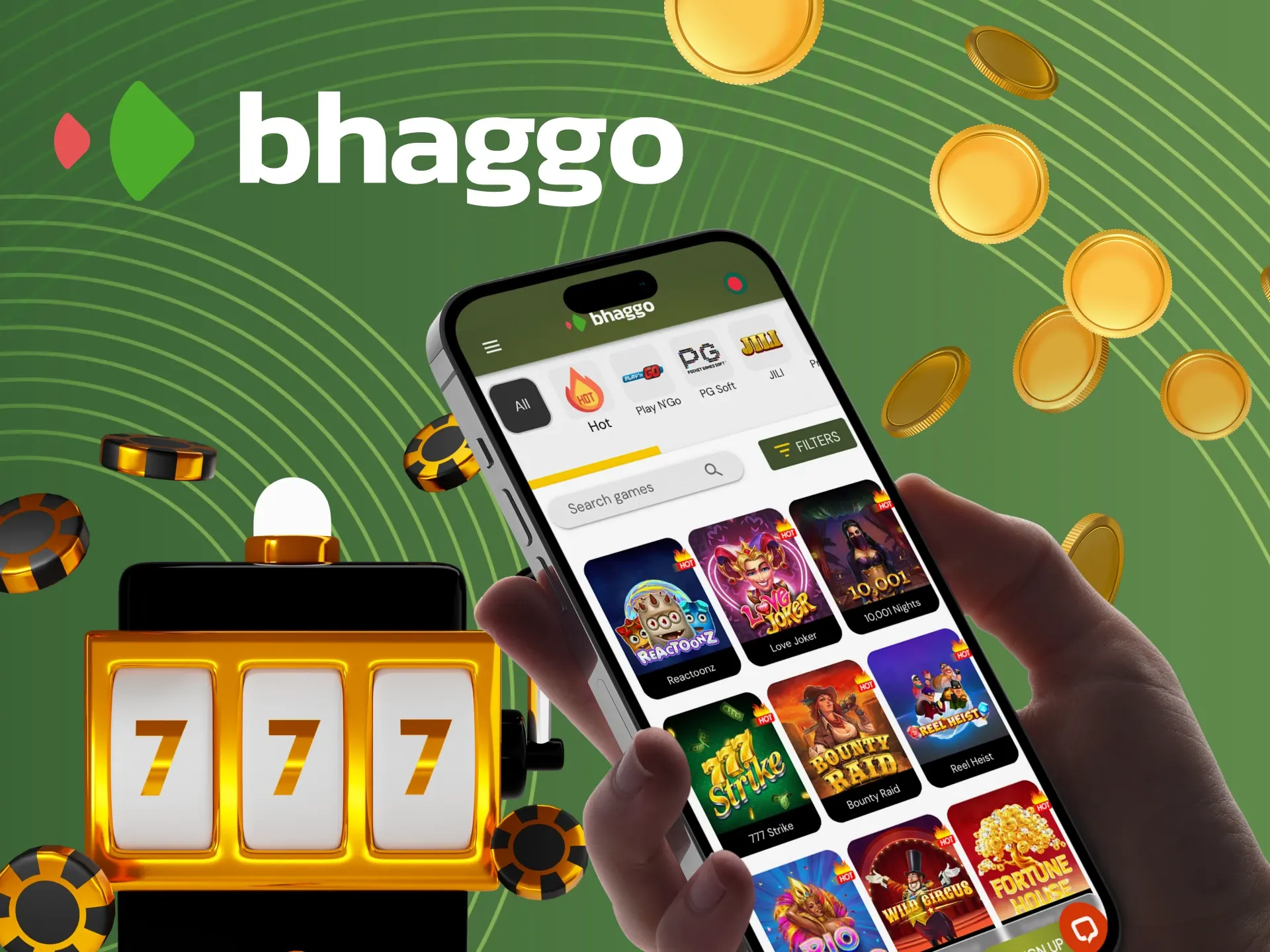 Bhaggo মোবাইল অ্যাপ ইনস্টল করুন এবং একটি স্লট গেম উপভোগ করুন।