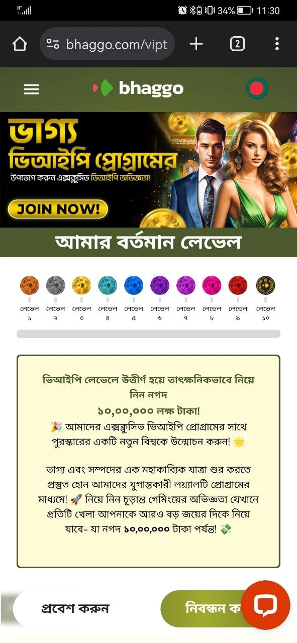 Bhaggo ক্যাসিনোতে ভিআইপি প্রোগ্রাম বিভাগ।