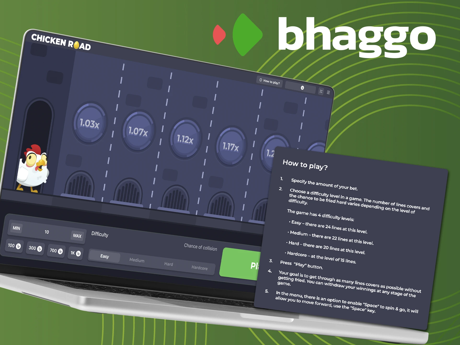 Take a close look at the basic rules of playing Chicken Road from Bhaggo Casino.